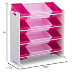 Delta Children Kids Toy Storage Organizer with 12 Plastic Bins - Greenguard Gold Certified, White/Pink