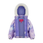 LONDON FOG Girls' Heavyweight Puffer Jacket with Faux Fur Hood and Fleece Lining, Pastel Blue Pink, 24 Months