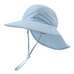 Toddler Summer Hat with Neck Flap Waterproof Kids Swim Hat Baby UV Protection Sun Hats Beach Cap for Boys Girls (1-4 Years, Sky Blue)