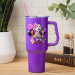 Silver Buffalo Bratz Featuring Cloe, Yasmin, Jade, and Sasha Stainless Steel Tumbler with Handle and Straw, Fits in Standard Cup Holder, 40 Ounces