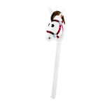 pistro Hobby Horse Stick Toy for Horse Themed Party - Portable Creative Wooden Stick Horse for Kids Pretend Play- White Red Head