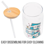 Silver Buffalo Sanrio Hello Kitty and Friends Cinnamoroll Polaroids Glass Jar Tumbler with Bamboo Lid and Glass Straw, 16 Ounces