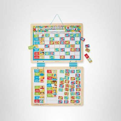 Melissa & Doug Magnetic Wooden Responsibility Chart Toddler Routine, Kids Reward Board, Chores Chart, Responsibility Tool for Kids Ages 3+