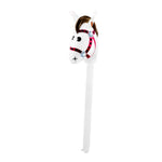 pistro Hobby Horse Stick Toy for Horse Themed Party - Portable Creative Wooden Stick Horse for Kids Pretend Play- White Red Head