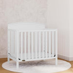 Graco Benton 4-in-1 Convertible Mini Crib with Bonus Crib Mattress – GREENGUARD Gold Certified, 2.75-Inch Mattress Included, Baby Crib Converts to Twin Bed, Ideal for Small Spaces (White)