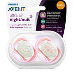 Philips AVENT Ultra Air Nighttime, 6-18 Months Pacifier, Pink, Pack of 4, SCF376/44