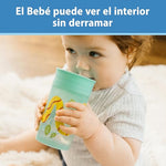 Dr. Brown's Milestones Cheers 360 Spoutless Transition Cup, Travel Friendly and Leak Free Sippy for Babies and Toddlers, Blue/Green Animals, BPA-Free, 10 oz/300 mL, 9m+, 2-Pack