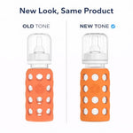 Lifefactory 9-Ounce Glass Baby Bottle with Stage 2 Nipple and Protective Silicone Sleeve Papaya (LF110019C4)