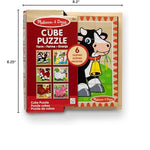 Melissa & Doug Farm Wooden Cube Puzzle with Storage Tray – 6-in-1 Animal Puzzle for Toddlers and Preschoolers – 16 Wooden Cubes – Farm Toy for Kids Ages 3+ - FSC Certified