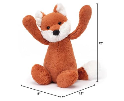 Jellycat Bashful Fox Cub Stuffed Animal, Medium 12 inches - Woodland Plush Toy - Classic Children's Gift