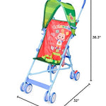 Cocomelon Umbrella Stroller with Canopy, Lightweight and Compact for Travel, 3D Stroller Red