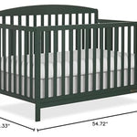 Dream On Me Odelle 5-in-1 Convertible Full-Size Baby Crib in Forest Green, GreenGuard Gold & BSA Converts to Toddler, Day & Full-Size Bed, Sustainable Pinewood, 3 Mattress Heights