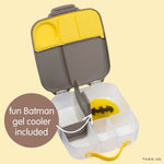 b.box Batman Lunch Box for Big Eaters All Ages - 8.5 Cup Leak Proof Bento Box with 4 Compartments, School Lunch Container with Ice Pack, Dishwasher Safe, BPA-Free, PFAS-Free