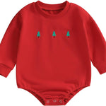 Amiblvowa My First Christmas Baby Boy Girl Outfit Long Sleeve Oversized Crewneck Sweatshirt Shirt Bubble Romper Xmas Clothes