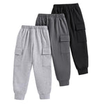 Nivne Tco Boys Casual Pants-Solid Color Soft Trousers- Toddler Boys 3 Pack Sweatpants Set (5 Years)