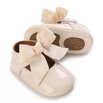 LAFEGEN Baby Girls Mary Jane Flats with Bownot Non Slip Soft Sole PU Leather Newborn Infant Toddler First Walker Cirb Dress Shoes, 6-12 Months Infant, 10 Apricot