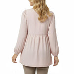 Motherhood Maternity Women’s Long Sleeve Empire Waist Keyhole Woven Pregnancy Blouse, Shrinking Violet, Small