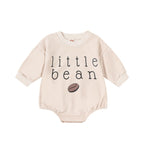 Youweixiong Newborn Baby Boy Girl Romper Bubble Long Sleeve Little Bean Print Bodysuit Ovesized Sweatshirt Casual Shirts Top Infant Fall Winter Clothes (a-Apricot, 0-3 Months)
