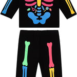Baby Girls Newborn Skeleton Halloween Costume Outfit Funny Long Sleeve Skull Tulle Skirt Romper Set