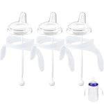 Sippy Cup Conversion Kit for Lansinoh Baby Bottles, Soft Straw Top and Weighted Straw Transition Kit with Handles, Set of 3