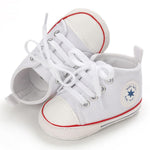 KKIIDDSS Unisex Baby Girls Boys Canvas High-top Shoes, Newborn Infant Anti-Slip Soft Sole Frist Walking Sneakers (A01/White_red,0-6 Months