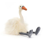 Plush toy swan on a white background