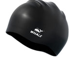 WHALE Extra Large Swim Cap for Women Men, Durable Silicone Swimming Hat with Ear Protection, Unisex Adults Bath Swimming Caps for Long Thick Curly Hair & Dreadlocks Braids Weaves Afro Hair (Black)