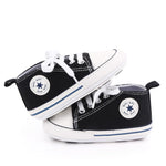 KKIIDDSS Unisex Baby Girls Boys Canvas High-top Shoes, Newborn Infant Anti-Slip Soft Sole Frist Walking Breathable Sneakers (A01/Black Rubber Sole,6-12 Months)