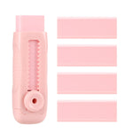 EooUooIP 4+1 Pack Rubber Pink Erasers Sliding Retractable Eraser, Large Pink Erasers, Soft Cute Eraser, Large Pencil Eraser for School Office Art Drawing Pencil Eraser for Kids