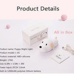 HAPPYBAG Kids Night Light,Cute Soft Silicone Dog Lamp Dimmable Nursery Portable Puppy Kawaii Lamps,Bedside Lamp for Baby and Toddler,Boy Girls