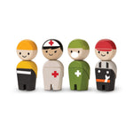 PlanToys® Rescue Crew Wooden Montessori Imaginative and Creative Play Set | Language Development, Social Interaction and Early Coordination Activity | Eco Friendly Community Helper Figurine Set