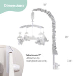 The Peanutshell Crib Mobile for Girls or Boys - Soft Grey Musical Baby Crib Mobile with 12 Lullabies, Cute Elephant Baby Grey Elephant Nursery Decor