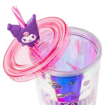 Silver Buffalo Sanrio Hello Kitty and Friends Kuromi Iridescent Plastic Cold Cup with Lid and Straw Topper, 24 Ounces