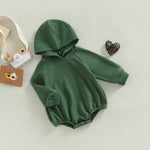 Thorn Tree Newborn Baby Boys Hooded Sweatshirt Long Sleeve Solid Romper Infant Baby Fall Winter Spring Outfits