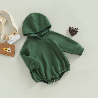 Thorn Tree Newborn Baby Boy Hooded Sweatshirt Long Sleeve Solid Romper Infant Baby Fall Winter Onesie Outfits (Green,6-12 Months)