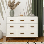 Babyletto Scoot 6-Drawer Dresser in White and Natural Walnut, Greenguard Gold Certified