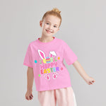 Easter Shirts for Toddler Girl Short Sleeve Easter Eggs Bunny Tshirt for Kids Cotton Tee Tops 4T