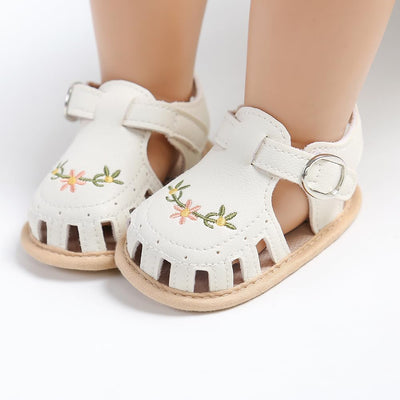 E-FAK Infant Baby Girls Sandals Summer Crib PU Leather Bowknot Soft Anti-Slip Rubber Sole Toddler First Walkers Shoes(12-18 Months, 22 White)