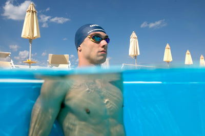 Arena Python Racing Swim Goggles for Men and Women, UV Protection, Anti-Fog, Dual Strap, Mirror Lens, Copper/White