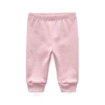 Unisex Newborn Baby Cotton 4-Pack Pants Embroidery Pringting Casual Leggings 0-24 Months for Boys and Girls Pink