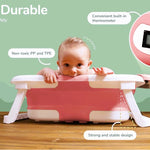 Rylor Baby Bathtub for Newborns & Infants 0-12 Months - Foldable, Compact, Non-Slip Bath Tub with Adjustable Cushion - Safe & Comfortable Bath Seat - Perfect for Home & Travel (Pink)