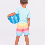 RUGGEDBUTTS Boys UPF50+ Sun Protection Striped Color Block Swim Trunks - Beach Paradise, 2T