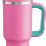 40 oz Tumbler with Handle and Straw: Stainless Steel Insulated Tumbler Keeps Cold for 24 Hours, Leakproof Travel Cup Fits in Cup Holder and BPA-Free, Cotton Candy