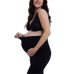 Motherhood Maternity Women's Essential Full Length Secret Fit Over The Belly Flare Pregnancy Yoga Pants, Black, Medium