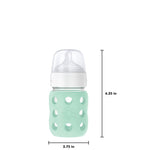 Lifefactory 8-Ounce Wide Neck Glass Baby Bottle with Protective Silicone Sleeve and Stage 2 Nipple, Mint (LG2211WMI4)