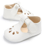LAFEGEN Baby Girls Mary Jane Flats with Bownot Non Slip Soft Sole PU Leather Newborn Infant Toddler First Walker Cirb Dress Shoes, 0-6 Months Infant, 15 White