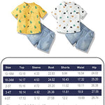 Kucnuzki Toddler Boy Clothes 2T 3T Boys Clothes Short Sleeve Button Up Shirts Blue Jeans Shorts 2 Piece Outfits Short Set Little Boy Clothes 2 3 Year Old Boy Clothes