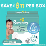 Pampers Baby Wipes Aqua Pure, 99% Water Based Wipes, Hypoallergenic and Unscented Infant Wipe, 336 Total (6 Flip-Top Packs)