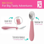 Elk and Friends Kids Silverware with Silicone Handle | Childrens Safe Flatware | Toddler Utensils | Baby Spoons + Forks | Stainless Steel Cutlery | Dishwasher Safe | 6 Pieces