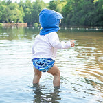 green sprouts Boys' Snap Reusable Absorbent Swimsuit Diaper, Blue Undersea, 18 M